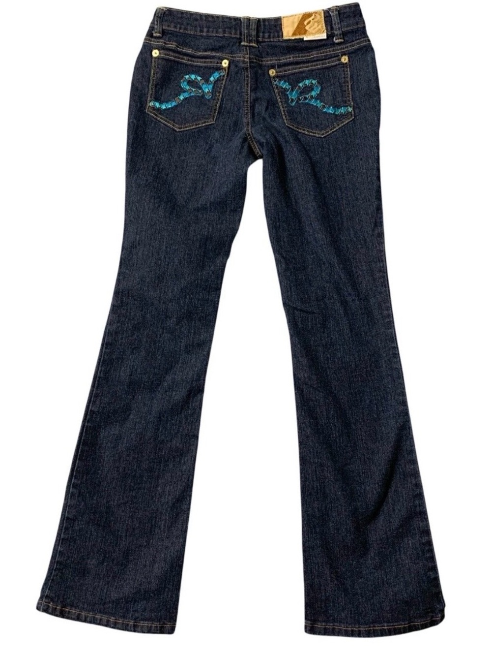 RocaWear Jeans Women 5 Juniors (30x32) Bootcut Stretch Low Rise Embellish Y2K